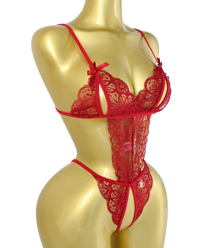 Sexy Hohlspitze Rückenfreier Lingerie Bodysuit