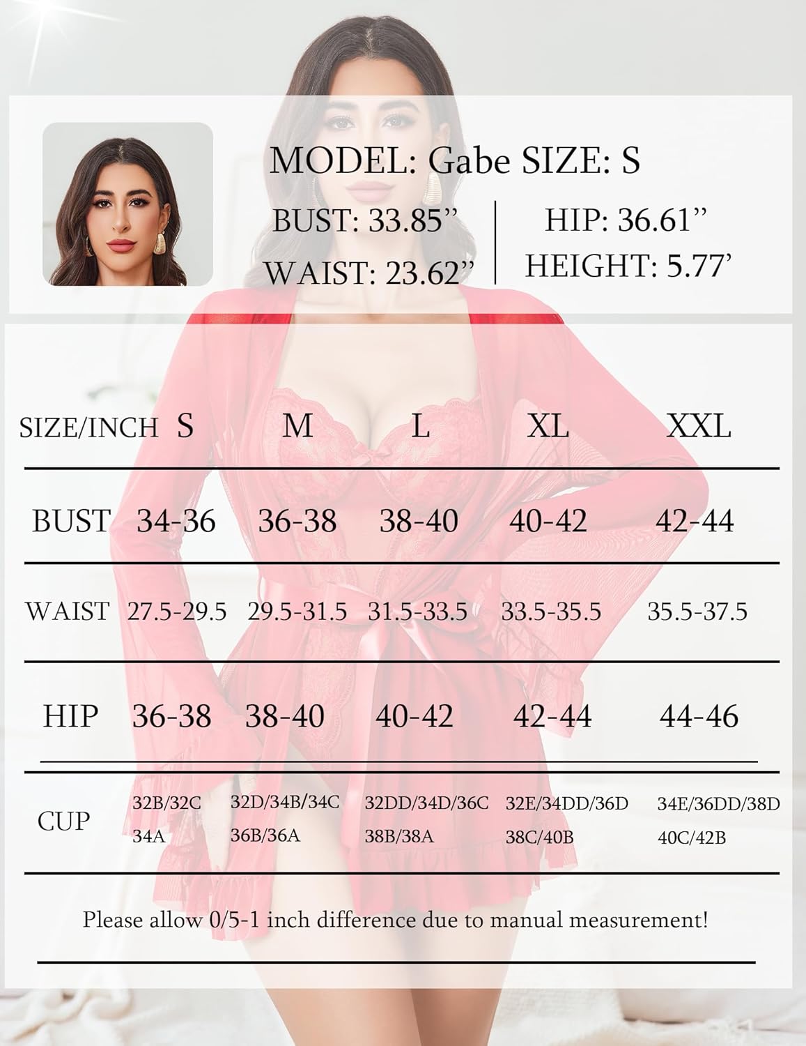 2-teiliges transparentes Kimono-Bademantel-Set mit Spitzen-Teddy