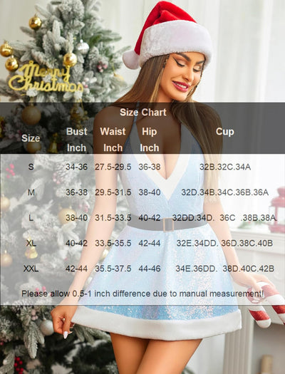 Weihnachtliche Halter Santa Pailletten Dessous-Set