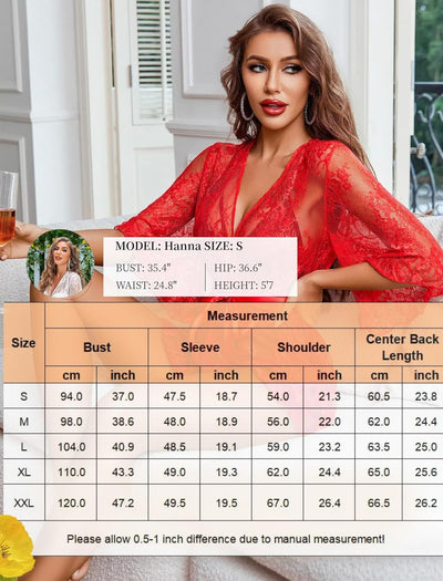 Spitzen-Babydoll-Robe Negligé Kleid