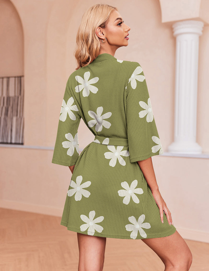 Ekouaer Weiche Waffelstrick-Bademantel (Nur USA)