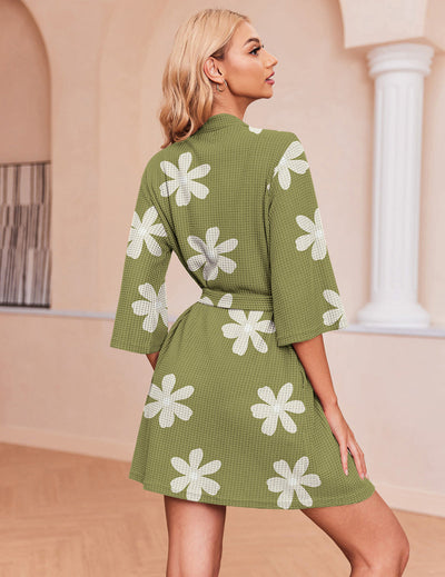 Ekouaer Weiche Waffelstrick-Bademantel (Nur USA)