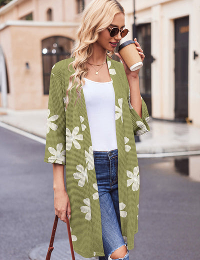 Ekouaer Weiche Waffelstrick-Bademantel (Nur USA)