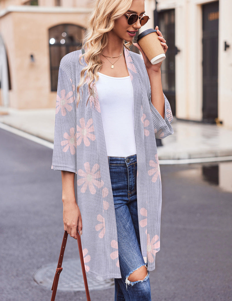 Ekouaer Weiche Waffelstrick-Bademantel (Nur USA)