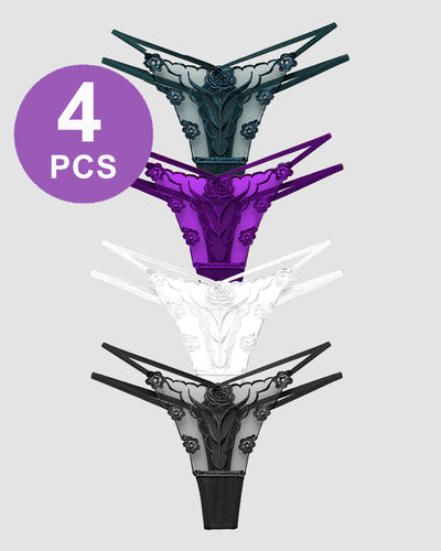 Rosenstickerei Tanga Mesh-Höschen