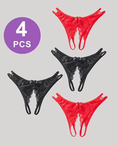 Spitzen Schleifen Open-Cut Panty Set