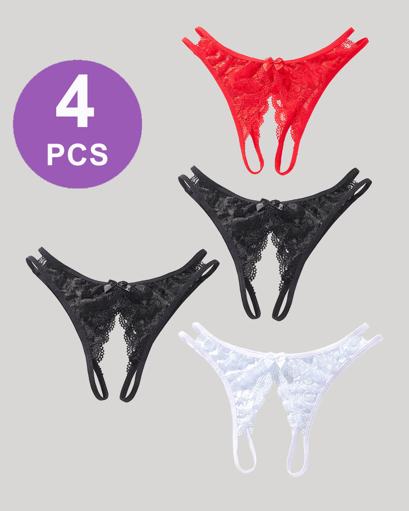 Spitzen Schleifen Open-Cut Panty Set