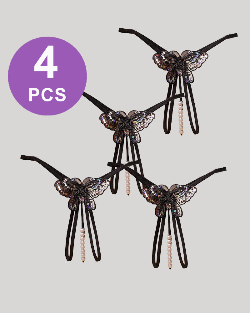 Perlenbesticktes Mesh-Waschen mit niedrig sitzendem Höschen-Set