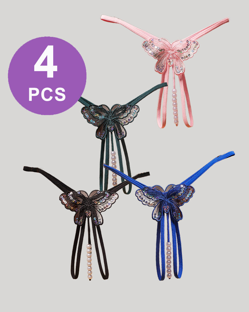 Perlenbesticktes Mesh-Waschen mit niedrig sitzendem Höschen-Set