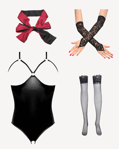 Leder-PU Schrittfreier und büstenloser Teddy