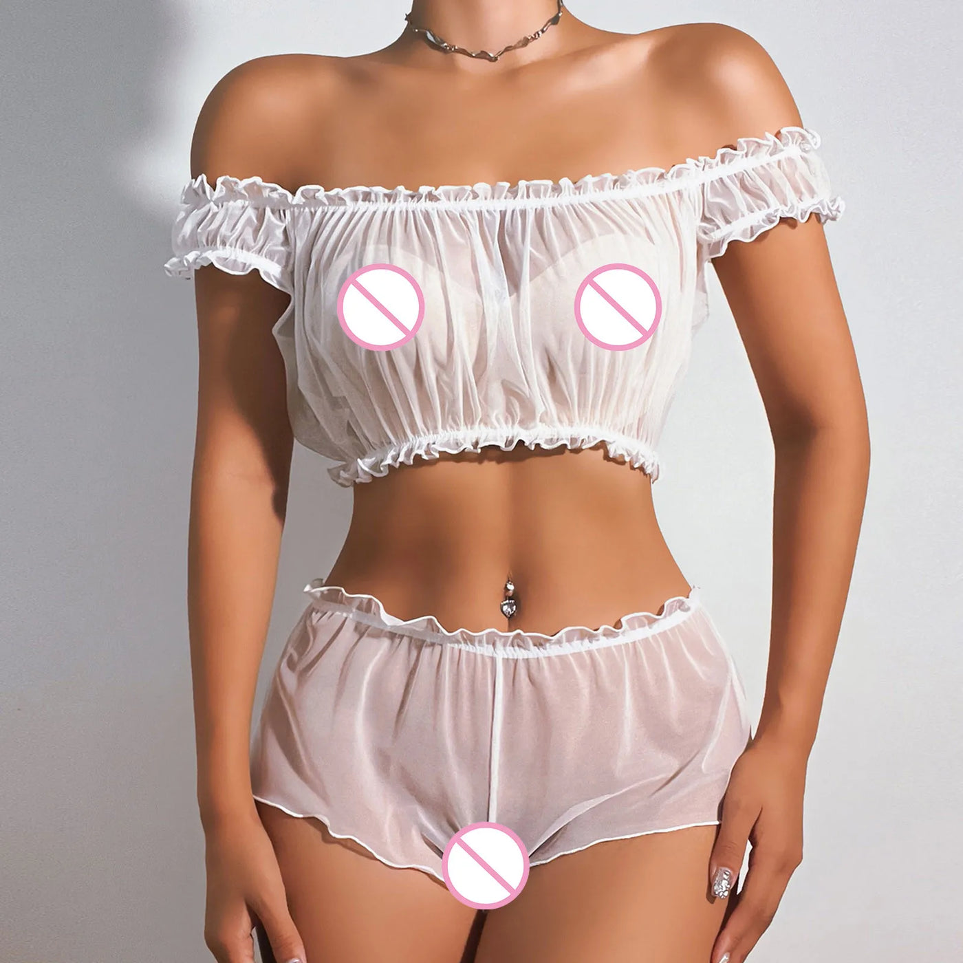 Mia – Transparentes 2-teiliges Pyjama Set
