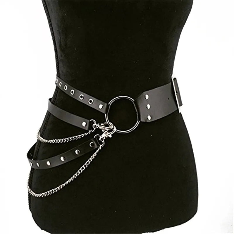 Title: Lena – Gothic Punk Taille Riem mit Metallketten