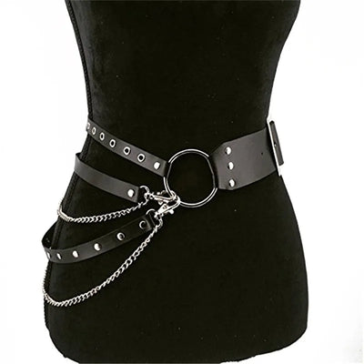 Title: Lena – Gothic Punk Taille Riem mit Metallketten