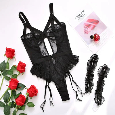 Rosalie – Verführerisches Spitzen-Lingerie-Set mit Halsband