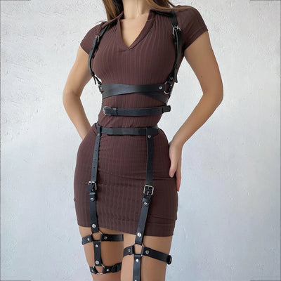 Damen - Sexy Verstellbares Leder Harness Set