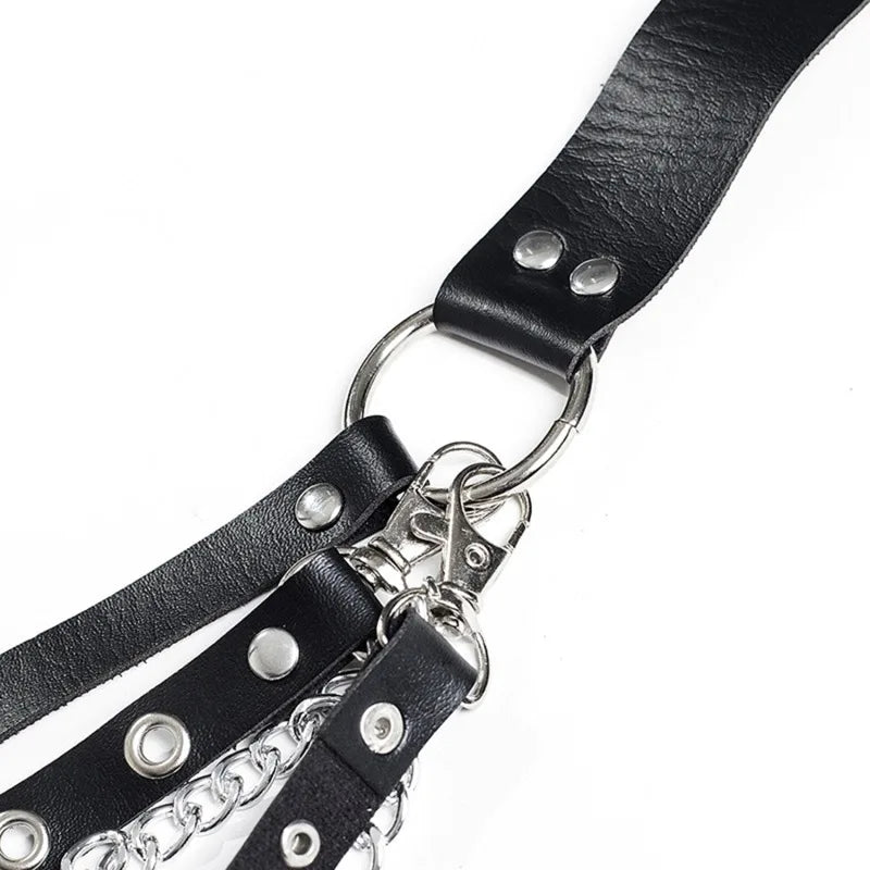 Title: Lena – Gothic Punk Taille Riem mit Metallketten