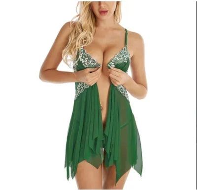 Isabella - Sexy Babydoll Nachthemd mit Spitze und Mesh
