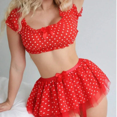 Elena - Sexy 3-Teiliges Polka Dot Set mit Spitze