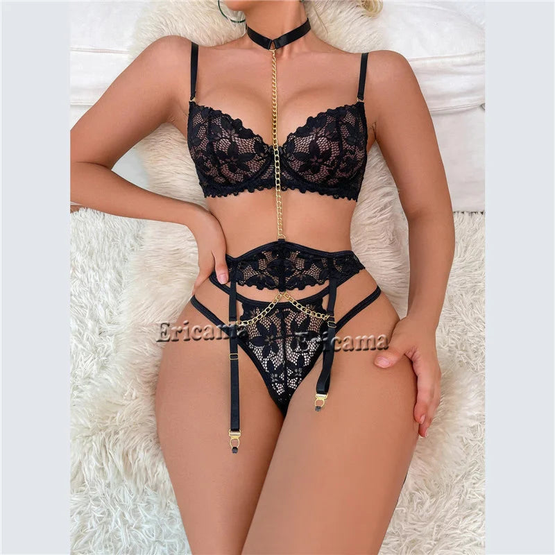 Lara – Elegantes Spitzen-Strumpfhalter-Set für Damen