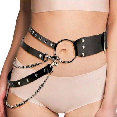 Title: Lena – Gothic Punk Taille Riem mit Metallketten