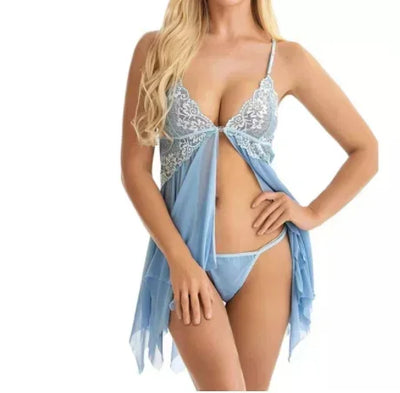 Isabella - Sexy Babydoll Nachthemd mit Spitze und Mesh