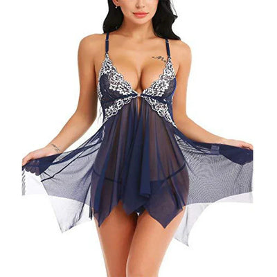 Isabella - Sexy Babydoll Nachthemd mit Spitze und Mesh