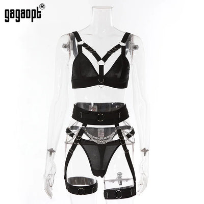 Leni - 3-teilige Ketten-Garter-Belt Unterwäsche