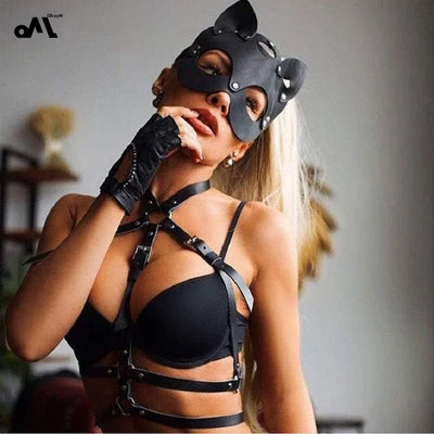 Mia – Verstellbare PU-Leder Bondage Lingerie