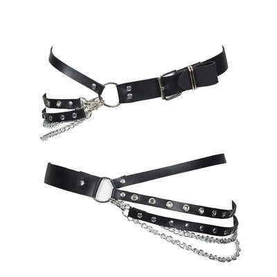 Title: Lena – Gothic Punk Taille Riem mit Metallketten