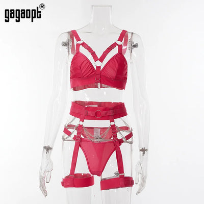 Leni - 3-teilige Ketten-Garter-Belt Unterwäsche