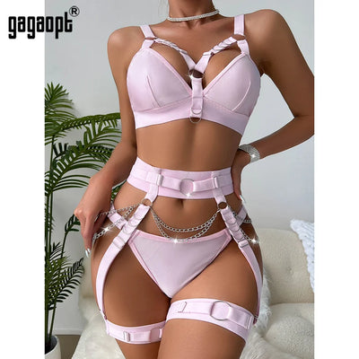 Leni - 3-teilige Ketten-Garter-Belt Unterwäsche