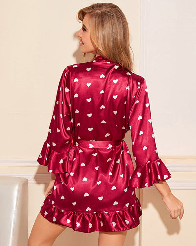 Satin Kimono Bademantel Shorts 3 Stück Sets