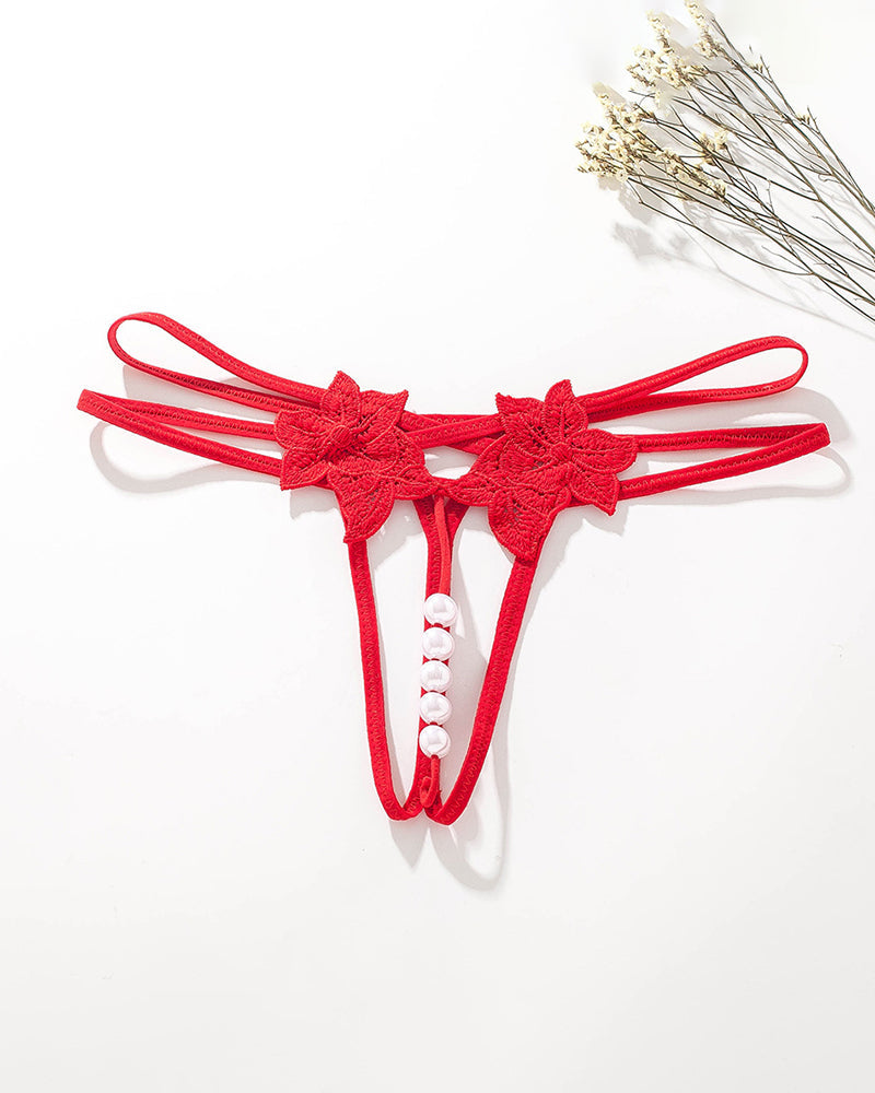 Perl-Lingerie Spitze offene Tangas G-String