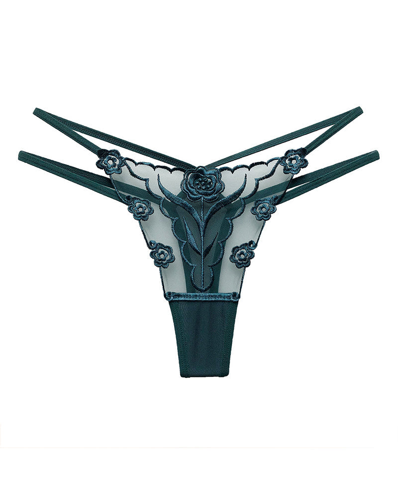 Rosenstickerei Tanga Mesh-Höschen