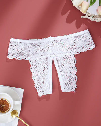 Plus-Size Offene Schrittpanties aus Spitze