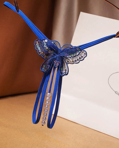 Perlenbestickte Mesh-Höschen mit niedrigem Bund