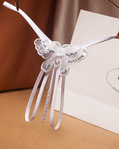 Perlenbestickte Mesh-Höschen mit niedrigem Bund