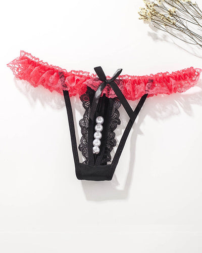 Spitze Low-Rise Perlen Tangas