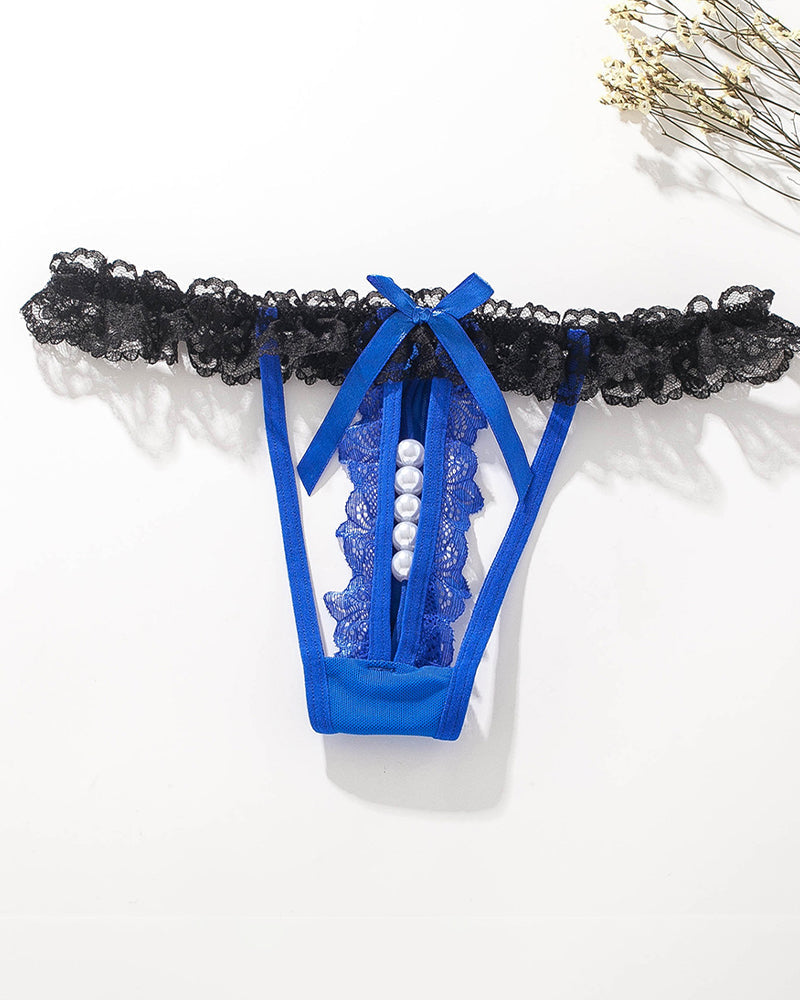 Spitze Low-Rise Perlen Tangas