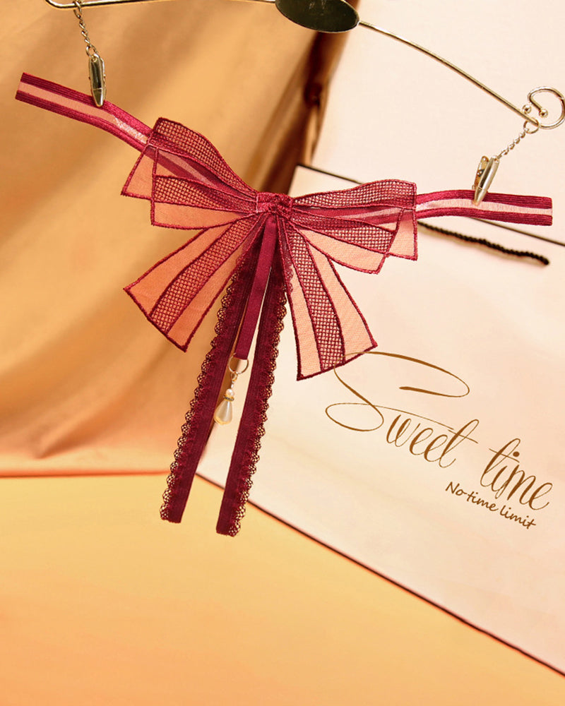 Schleifen-Bauchfreier Perlen-String