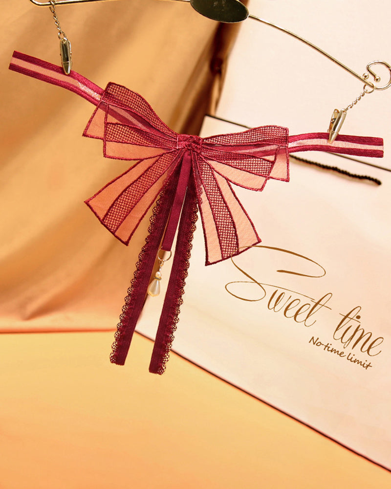 Schleifen-Bauchfreier Perlen-String