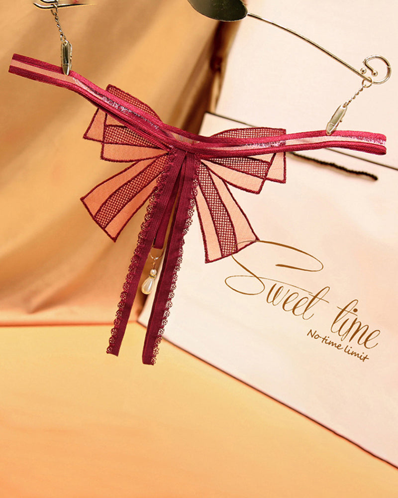 Schleifen-Bauchfreier Perlen-String