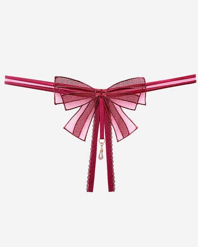 Schleifen-Bauchfreier Perlen-String