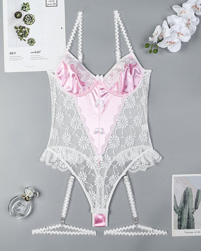 Spitzenbändchen Mesh-Body mit Schleife