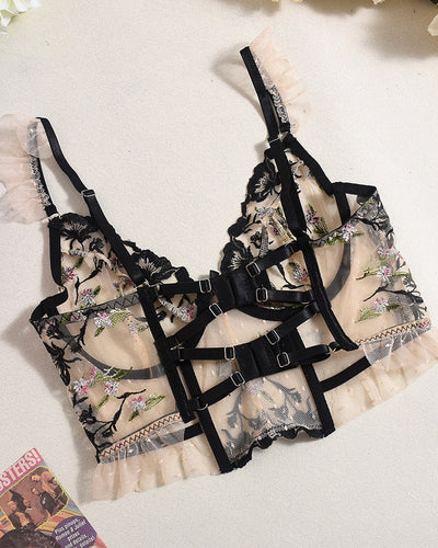 Spitzenstickerei Bügel-BH mit Schlüpfer Set