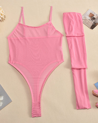 Mesh-Transparente Bodies mit Strümpfen