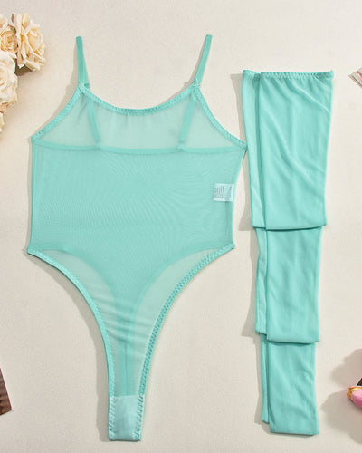 Mesh-Transparente Bodies mit Strümpfen