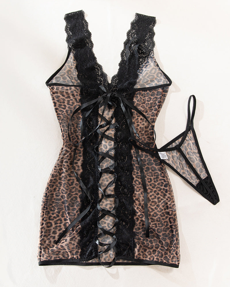 Tiefes V-Ausschnitt Rückenfreies Kleid mit Schnürung