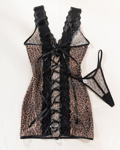 Tiefes V-Ausschnitt Rückenfreies Kleid mit Schnürung