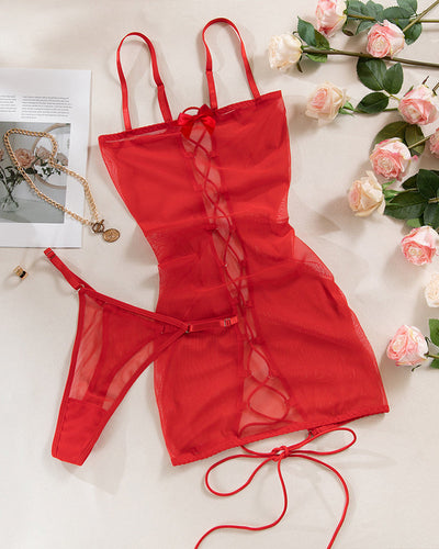 Spitzen-Camisole mit offenem Rücken und Schnürung